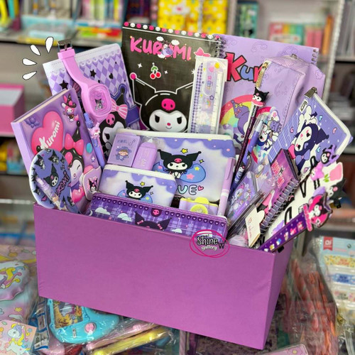 پک لوازم تحریر هدیه همراه با باکس بنفش