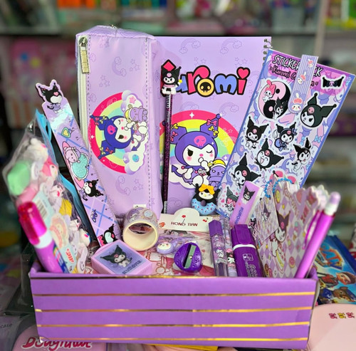 پک کرومی لوازم تحریر هدیه دخترونه بنفش فانتزی کادویی