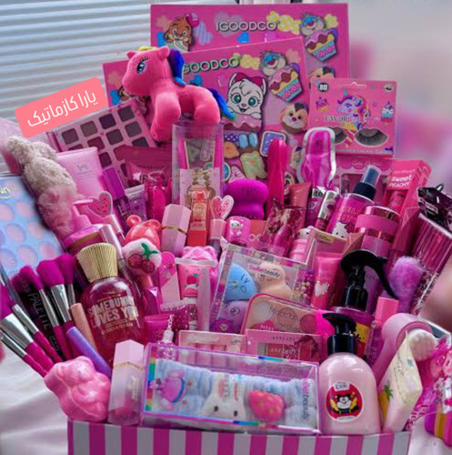 باکس هدیه بزرگ هدیه آرایشی سوپرایز کادویی صورتی